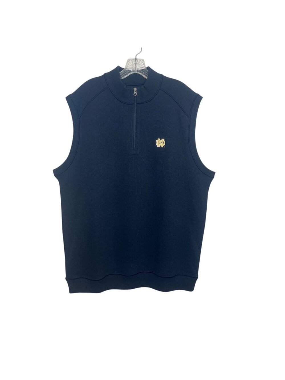 Cutter & Buck Notre Dame Sweater Vest Sleeveless 1/4 Zip Pullover XL Blue Fanwea